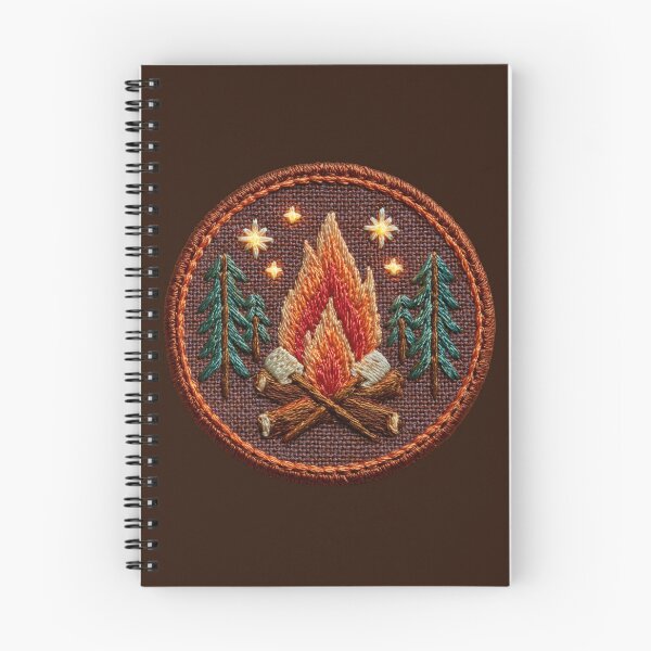 Item preview, Embroidered badge showing fire and trees with axes in a detailed design designed and sold by CreativeLarysa.