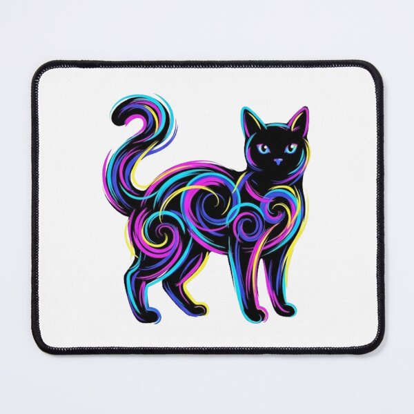 Item preview, Neon Psychedelic Abstract Liquid Whirl Cat designed and sold by CatstheticShop1.