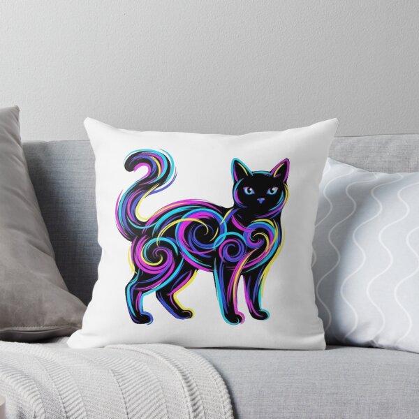 Item preview, Neon Psychedelic Abstract Liquid Whirl Cat designed and sold by CatstheticShop1.