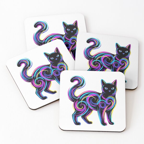 Item preview, Neon Psychedelic Abstract Liquid Whirl Cat designed and sold by CatstheticShop1.