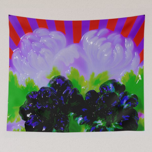 Item preview, Psychedelic Black Flowers Beneath Neon Rays designed and sold by bubblegoth.