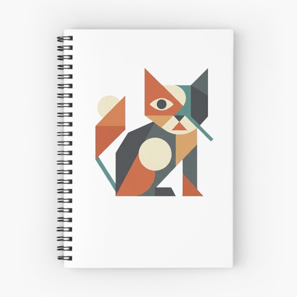 Item preview, Bauhaus Geometric Mid Century Cubist Cat Art designed and sold by CatstheticShop1.