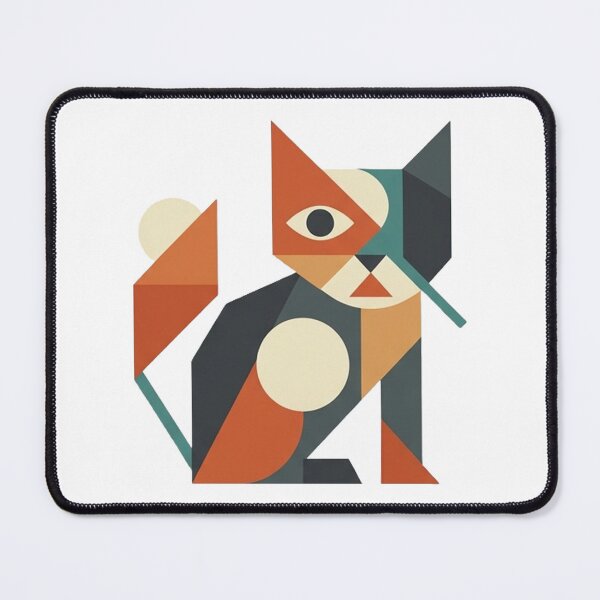 Item preview, Bauhaus Geometric Mid Century Cubist Cat Art designed and sold by CatstheticShop1.