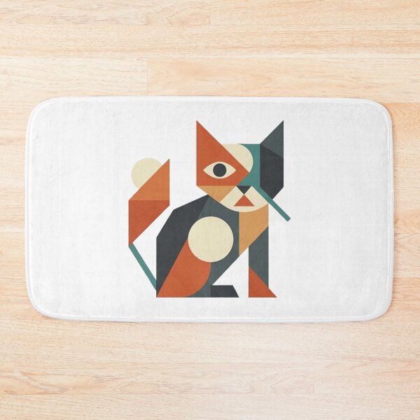 Item preview, Bauhaus Geometric Mid Century Cubist Cat Art designed and sold by CatstheticShop1.