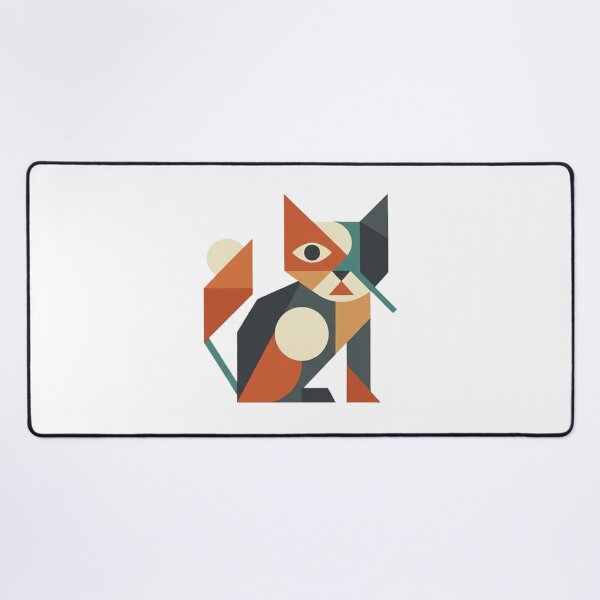 Item preview, Bauhaus Geometric Mid Century Cubist Cat Art designed and sold by CatstheticShop1.