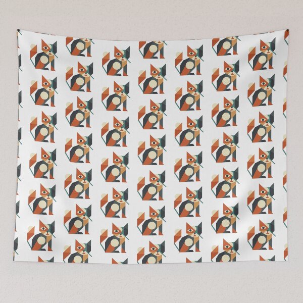 Item preview, Bauhaus Geometric Mid Century Cubist Cat Art designed and sold by CatstheticShop1.