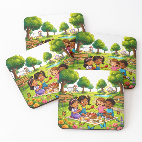Item preview, Cute Kids Picnic in a Magical Park | Whimsical Children's Illustration | Happy Friends Nature Art | Storybook Style designed and sold by ViniSArunStudio.