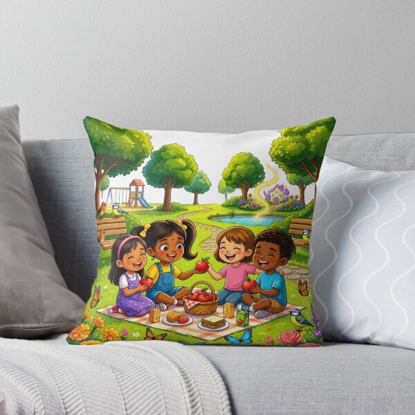 Item preview, Cute Kids Picnic in a Magical Park | Whimsical Children's Illustration | Happy Friends Nature Art | Storybook Style designed and sold by ViniSArunStudio.