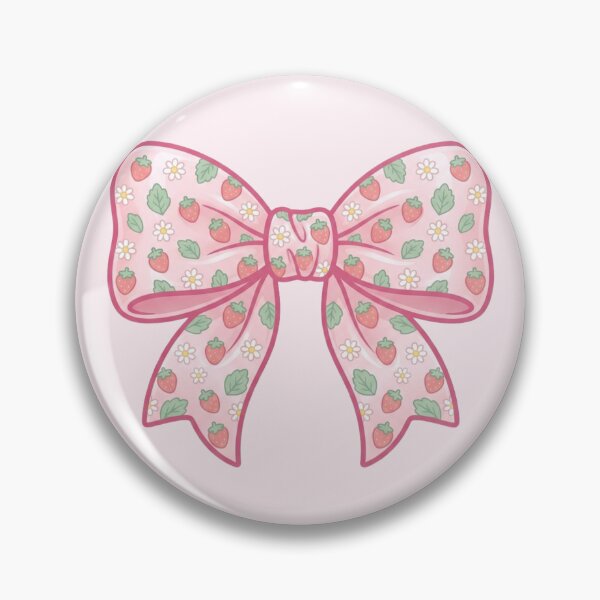 Item preview, Cute Pink Strawberry Daisy Coquette Bow Sticker – Girly Cottagecore Hair Bow Design designed and sold by ethnicdigital.
