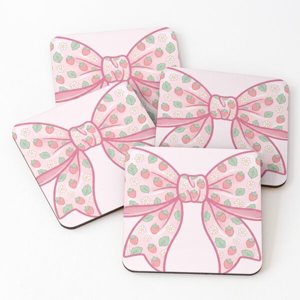 Item preview, Cute Pink Strawberry Daisy Coquette Bow Sticker – Girly Cottagecore Hair Bow Design designed and sold by ethnicdigital.