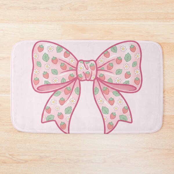 Item preview, Cute Pink Strawberry Daisy Coquette Bow Sticker – Girly Cottagecore Hair Bow Design designed and sold by ethnicdigital.