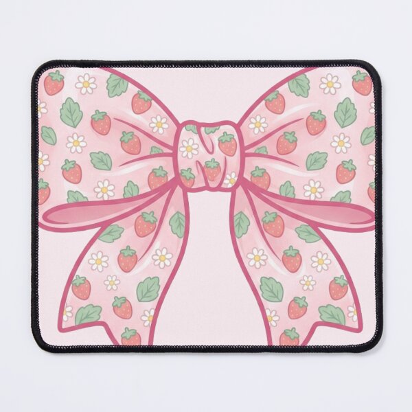 Item preview, Cute Pink Strawberry Daisy Coquette Bow Sticker – Girly Cottagecore Hair Bow Design designed and sold by ethnicdigital.