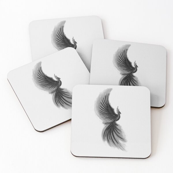 Item preview, Dark Phoenix Rising - Gothic Monochrome Firebird Tattoo Art designed and sold by URSM.