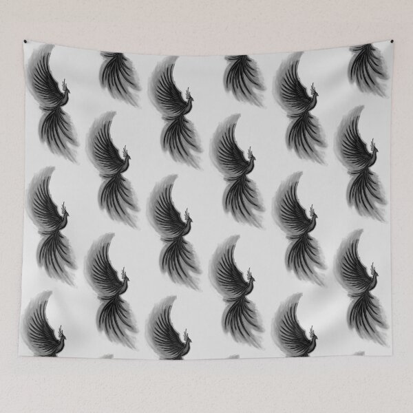Item preview, Dark Phoenix Rising - Gothic Monochrome Firebird Tattoo Art designed and sold by URSM.