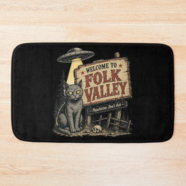 Item preview, Welcome to Folk Valley | Creepy Cat UFO Horror Design designed and sold by Sonic Nova Studios.