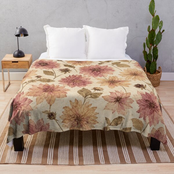 Item preview, Dahlia Pressed Flower Vintage Botanical Seamless Pattern designed and sold by Inkworksbyshery.