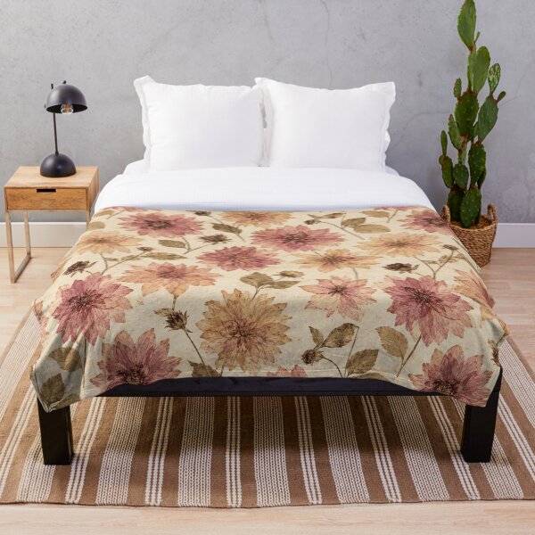 Item preview, Dahlia Pressed Flower Vintage Botanical Seamless Pattern designed and sold by Inkworksbyshery.