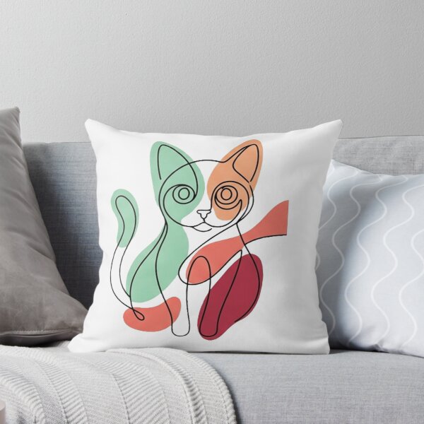 Item preview, Minimalist Continuous Line Abstract Pastel Cat designed and sold by CatstheticShop1.
