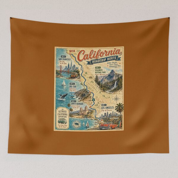 Item preview, Old Vintage California Road Trip Poster designed and sold by Halifaxartguy.