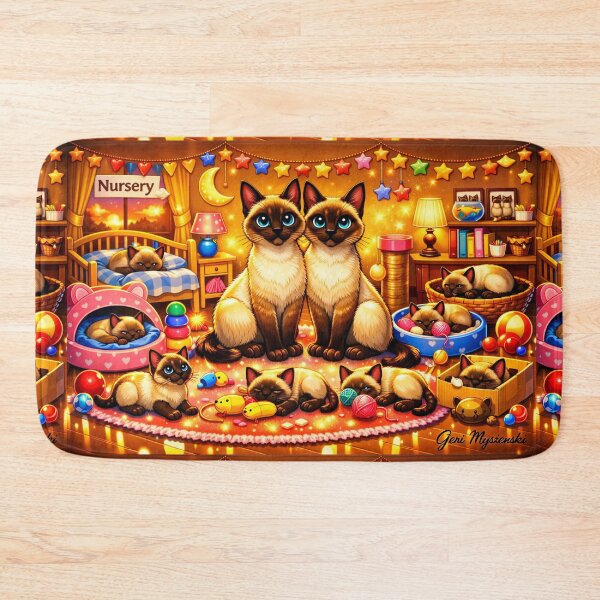 Item preview, Siamese Kitten Nursery Dreamscape – Cozy Cat Art designed and sold by The Art Queen Of Michigan .