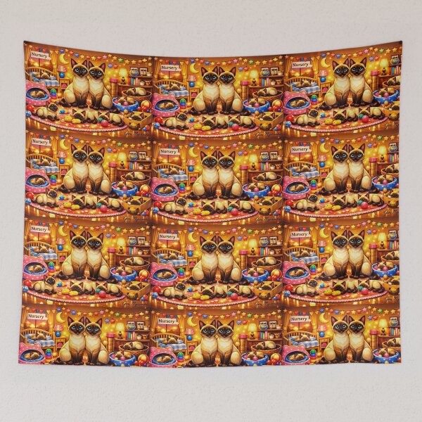 Item preview, Siamese Kitten Nursery Dreamscape – Cozy Cat Art designed and sold by The Art Queen Of Michigan .