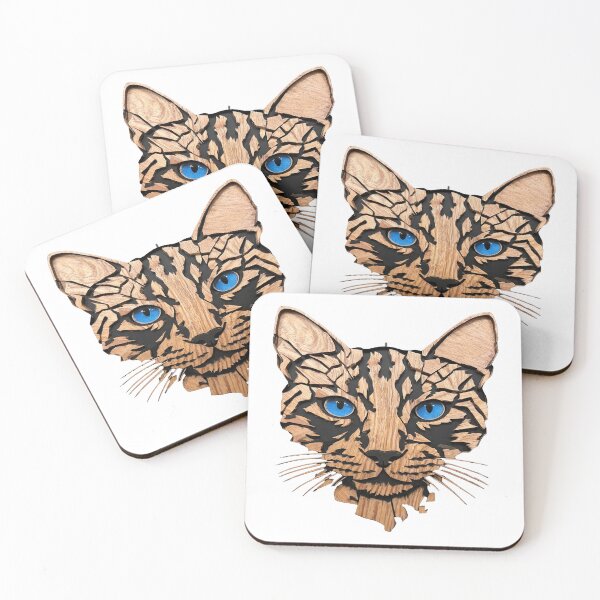 Item preview, Blue Eyes Wooden Cat Portrait designed and sold by TitiaDesign.