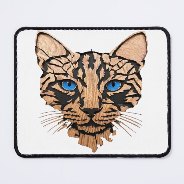 Item preview, Blue Eyes Wooden Cat Portrait designed and sold by TitiaDesign.