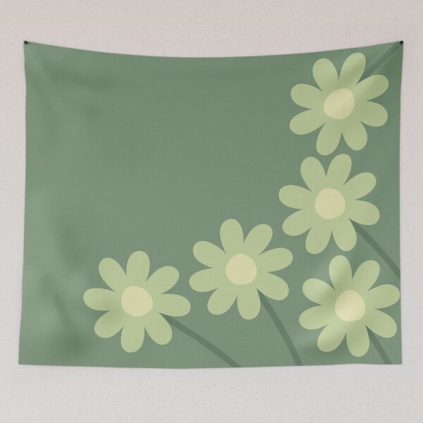Item preview, Muted minimalist abstract floral illustration on dusty sage green backgroud designed and sold by 722u.
