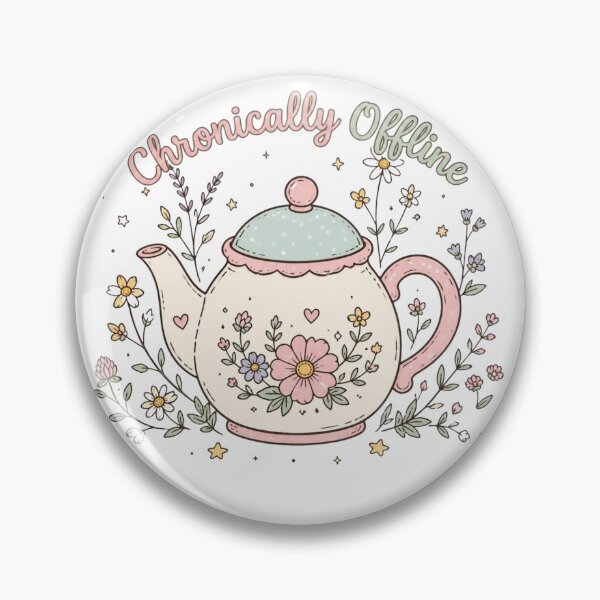Item preview, Chronically Offline Cute Retro Teapot Wildflowers T-Shirt designed and sold by NikaRka.