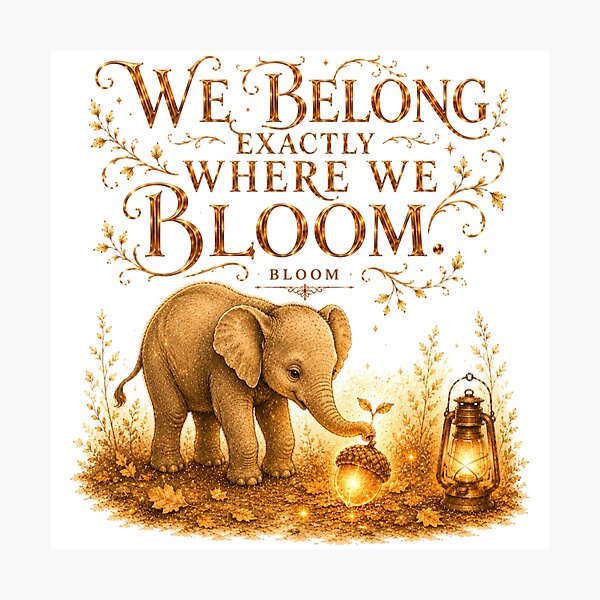 Item preview, We Belong Exactly Where We Bloom Vintage Elephant Self Growth designed and sold by AQUILAKREO.