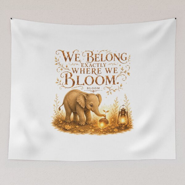Item preview, We Belong Exactly Where We Bloom Vintage Elephant Self Growth designed and sold by AQUILAKREO.