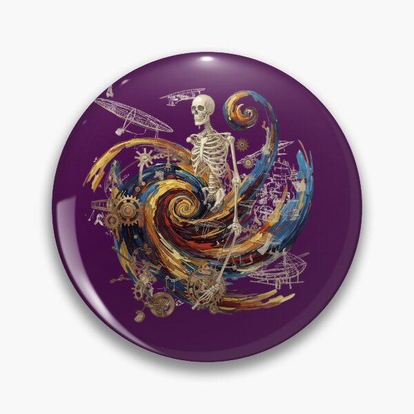 Item preview, Post Impressionist Impasto Swirl Skeleton Steampunk Blueprint Illustration designed and sold by Exquisite Design Studio „Paculówka”.