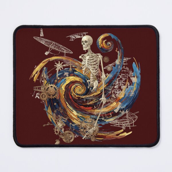 Item preview, Post Impressionist Impasto Swirl Skeleton Steampunk Blueprint Illustration designed and sold by Exquisite Design Studio „Paculówka”.