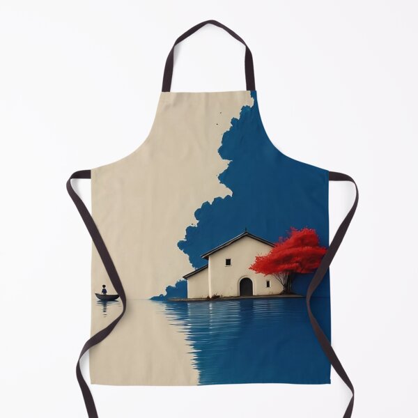 Item preview, Peaceful Lake House with Boat | Scenic Nature Landscape Illustration designed and sold by RajDeals.