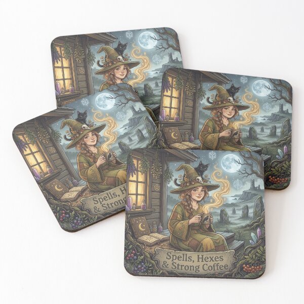 Item preview, Spells Hexes and Strong Coffee Witch designed and sold by Mousy-Art.