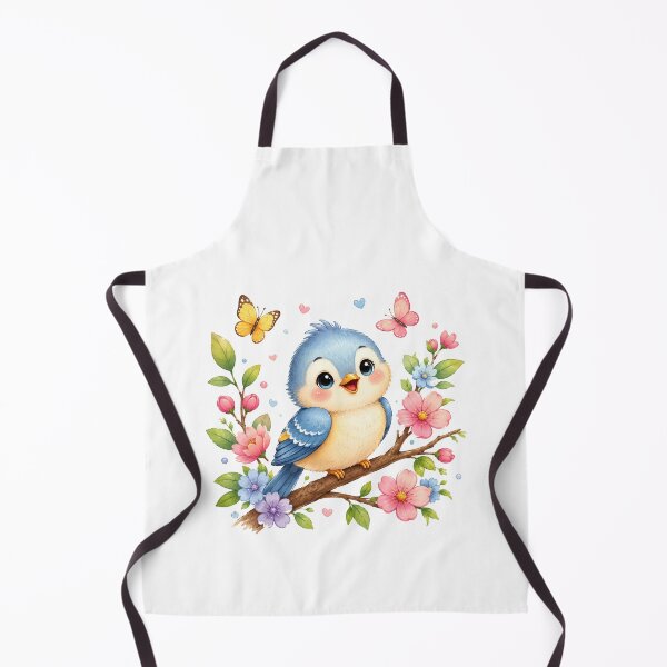 Item preview, Cute Blue Baby Bird on Blossom Branch | Kawaii Spring Bird | Whimsical Floral Illustration | Nursery Wall Art | Nature Lover Gift designed and sold by ViniSArunStudio.