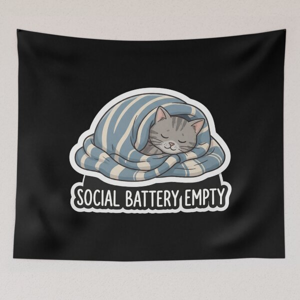 Item preview, Sleeping Cat Social Battery Empty Cozy Blanket designed and sold by Owcomm.