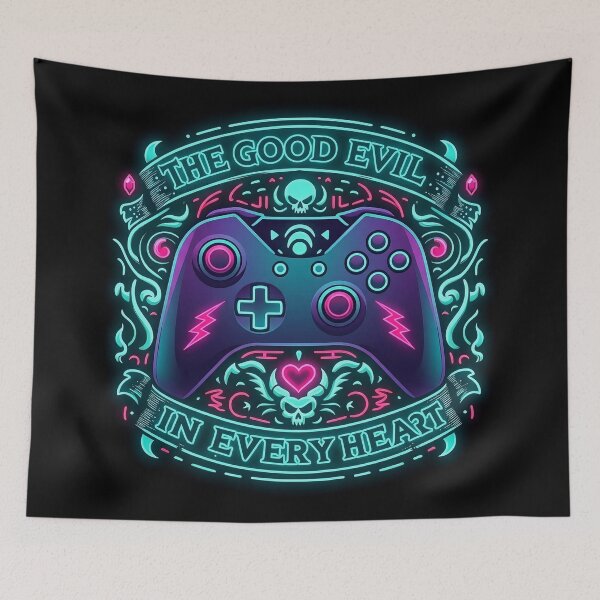 Item preview, Neon Gaming Controller Skull Heart designed and sold by Voodoo Store Paranormal Collections.
