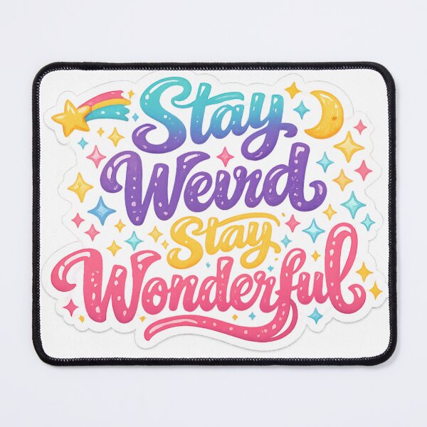 Item preview, Name: Stay Weird, Stay Wonderful – Cosmic Positivity Sticker designed and sold by Funky Fable studio.