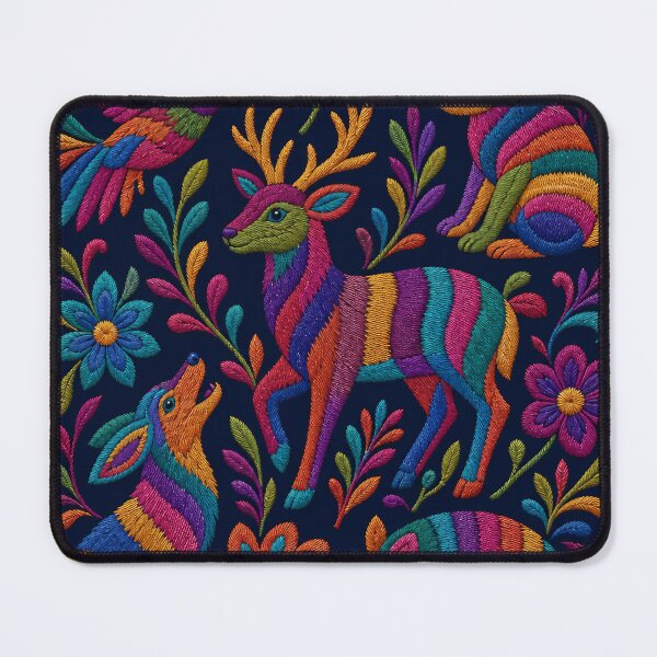 Item preview, Vibrant Otomi Inspired Animal Folk Art | Colorful Embroidered Wildlife Pattern designed and sold by Jandedan.