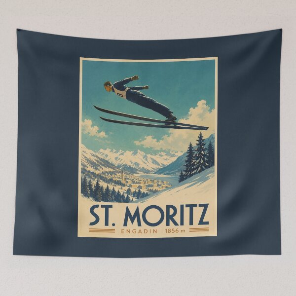 Item preview, Vintage St Moritz Poster designed and sold by GoodOldVintage.