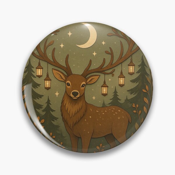 Item preview, Mystical Woodland Stag Under Crescent Moon  designed and sold by Bud the Pug & Friends .
