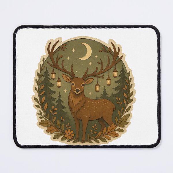 Item preview, Mystical Woodland Stag Under Crescent Moon  designed and sold by Bud the Pug & Friends .