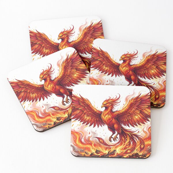 Item preview, Phoenix Bird | Magical Fire Bird | Fantasy Kawaii Illustration | Whimsical Mythical Bird Art | Fiery Wings Design designed and sold by ViniSArunStudio.