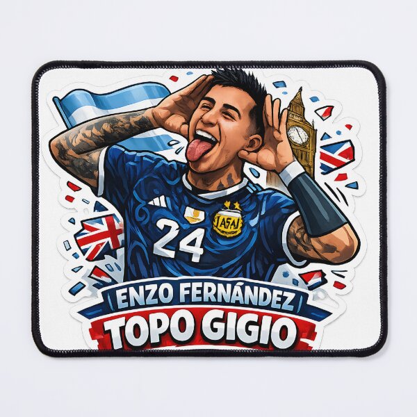 Item preview, Enzo Fernández Topo Gigio Celebration – Argentina Football Sticker designed and sold by KawaiiOrbit.
