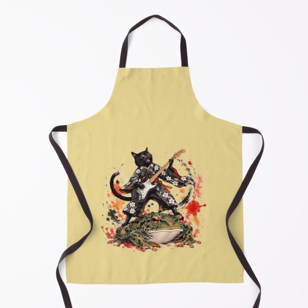 Item preview, Japanese Rocker Cat in Kimono on Giant Toad | Feline Guitarist designed and sold by Natalia-Vlad.