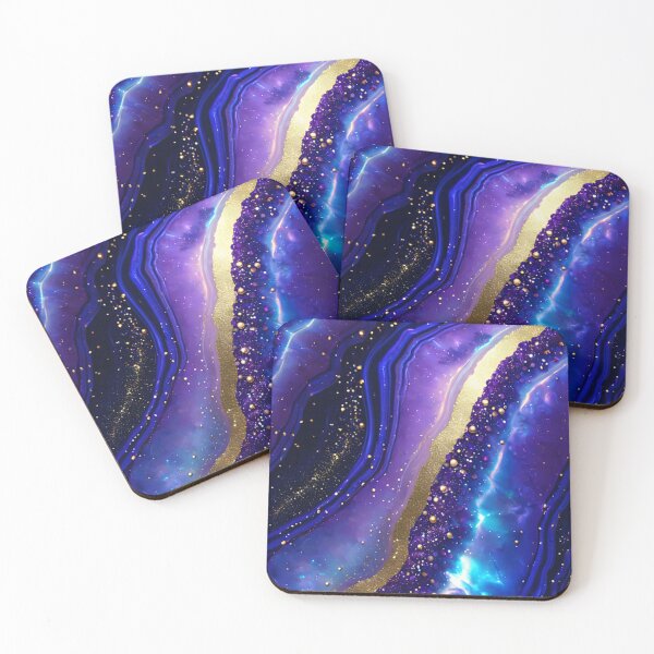 Item preview, Luxury Cosmic Geode Marble - Violet and Gold Fluid Art designed and sold by CuteSlothWorld.