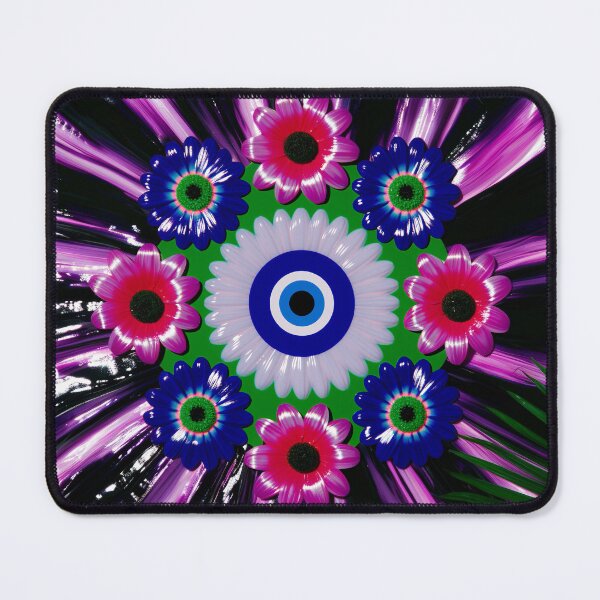 Item preview, Neon Floral Evil Eye Mandala designed and sold by bubblegoth.