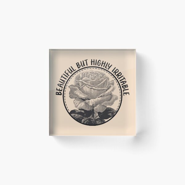 Item preview, Beautiful But Highly Irritable - Sarcastic Vintage Rose Badge designed and sold by the-Z3nith.