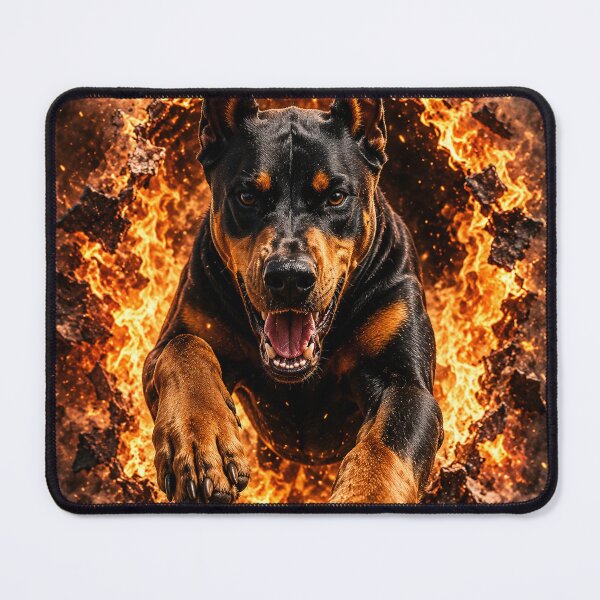 Item preview, Doberman Bursting Through Fire | 3D Flame Dog Illusion | Realistic Doberman Gift designed and sold by Golden Era Studio.